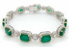 LARGE 19.40CT DIAMOND & AAA EMERALD 18K 2 TONE GOLD 3D ETERNITY TENNIS BRACELET