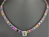 LARGE 76.33CT DIAMOND & AAA MULTI COLOR SAPPHIRE 18K WHITE GOLD NECKLACE