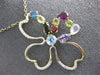 ESTATE 3.25CT DIAMOND & AAA MULTI GEM 14K YELLOW GOLD FLOWER MULTI HEART PENDANT