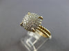 LARGE .50CT DIAMOND 14K YELLOW GOLD 3D ROUND CLUSTER SQUARE ROPE DESIGN FUN RING