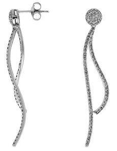 .78CT DIAMOND 14KT WHITE GOLD 3D CLASSIC DOUBLE SWIRL CIRCUAR HANGING EARRINGS