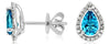 1.12CT DIAMOND & AAA BLUE TOPAZ 14KT WHITE GOLD PEAR SHAPE & ROUND STUD EARRINGS