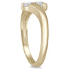 ESTATE 0.5CT DIAMOND 14KT YELLOW GOLD ROUND 2 STONE CRISS CROSS BEZEL LOVE RING