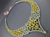 EXTRA LARGE 62.1CT WHITE & FANCY YELLOW DIAMOND 18K 2 TONE GOLD V SHAPE NECKLACE