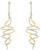 0.43CT DIAMOND 14K 2 TONE GOLD MULTI ROW DOUBLE SWIRL CHANDELIER HANGING EARRINGS