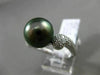 ESTATE .26CT DIAMOND 14KT WHITE GOLD 3D AAA TAHITIAN PEARL PAVE SOLITAIRE RING