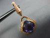 4.18CT DIAMOND & AAA AMETHYST 14KT ROSE GOLD CUSHION SEMI BEZEL HANGING EARRINGS