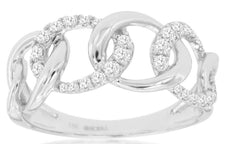 .33CT DIAMOND 14KT WHITE GOLD 3D LINK LOVE KNOT SEMI ETERNITY ANNIVERSARY RING