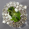 LARGE 2.16CT DIAMOND & AAA PERIDOT 14KT WHITE GOLD OVAL & ROUND DOUBLE HALO RING