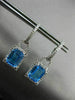 ESTATE 3.98CT DIAMOND & BLUE TOPAZ 14KT WHITE GOLD HALO HANGING EARRINGS #25034