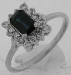 .88CT DIAMOND & AAA SAPPHIRE 14KT WHITE GOLD EMERALD CUT & ROUND SQUARE FUN RING