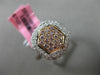 ESTATE WIDE .83CT DIAMOND 18K WHITE & ROSE GOLD 3D HEXAGON CLUSTER FILIGREE RING