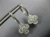 1.37CT DIAMOND 18KT WHITE GOLD 3D CLASSIC 4 LEAF CLOVER FLOWER HANGING EARRINGS