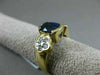 ESTATE WIDE .80CT DIAMOND & AAA SAPPHIRE 14KT 2 TONE GOLD SEMI BEZEL FLOWER RING