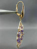 ESTATE 10.0CT MULTI GEM 14KT ROSE GOLD OPEN FILIGREE TEAR DROP HANGING EARRINGS