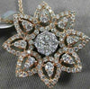 ESTATE LARGE 1.13CT DIAMOND 14KT ROSE GOLD 3D CLUSTER FLOWER SUNBURST PENDANT