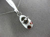 ESTATE 14KT WHITE GOLD 3D RED & WHITE ENAMEL HAPPY SMILEY FACE BABY SHOE PENDANT