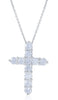 ESTATE 2.8CT DIAMOND 18KT WHITE GOLD 3D CLASSIC ROUND CROSS FLOATING PENDANT