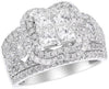 WIDE 2.80CT DIAMOND 18KT WHITE GOLD ROUND & PRINCESS 4 LEAF CLOVER FLOWER RING