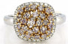 ESTATE LARGE 1.03CT WHITE & PINK DIAMOND 18KT WHITE & ROSE GOLD CLUSTER FUN RING