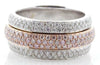 WIDE 2.95CT WHITE & PINK DIAMOND 18K WHITE & ROSE GOLD ETERNITY ANNIVERSARY RING