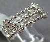 ESTATE .38CT DIAMOND 18KT WHITE GOLD FLOWER BEZEL BEADED ETERNITY STACKABLE RING