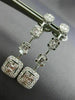 ESTATE 1.85CT DIAMOND 18KT WHITE GOLD JOURNEY HALO SQUARE STUD HANGING EARRINGS