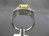 ESTATE 2.47CT FANCY YELLOW DIAMOND 18K TWO TONE GOLD 3D FILIGREE ENGAGEMENT RING