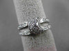 ANTIQUE WIDE .65CT DIAMOND 14KT WHITE GOLD 3D PAVE MOON DOUBLE BAND RING #3217
