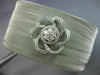 ESTATE LARGE .68CT DIAMOND 18KT GOLD & STAINLESS STEEL 3D FLOWER BANGLE BRACELET