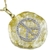 ESTATE .30CT DIAMOND 14KT YELLOW GOLD 3D NUGGET LOOP PEACE SIGN FUN PENDANT