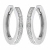 ESTATE .27CT DIAMOND 18KT WHITE GOLD 3D CLASSIC CHANNEL PRONG HUGGIE EARRINGS