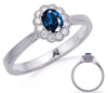 .62CT DIAMOND & AAA SAPPHIRE 14KT WHITE GOLD OVAL & ROUND FLOWER ENGAGEMENT RING