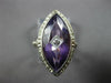 ANTIQUE LARGE 8.03CT OLD MINE DIAMOND & AMETHYST 14KT WHITE GOLD MARQUISE RING