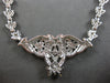 LARGE & LONG 3CT DIAMOND 14KT WHITE GOLD 3D DOUBLE HEART FILIGREE NECKLACE 28190