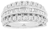 WIDE 1.75CT DIAMOND 14KT WHITE GOLD ROUND & BAGUETTE FILIGREE ANNIVERSARY RING