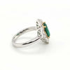 LARGE 2.28CT DIAMOND & AAA EMERALD 18K TWO TONE GOLD OVAL FLORAL ENGAGEMENT RING