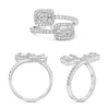 WIDE .74CT DIAMOND 14KT WHITE GOLD ROUND & BAGUETTE CLUSTER INVISIBLE FUN RING