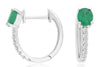 .87CT DIAMOND & AAA EMERALD 14KT WHITE GOLD 3D OVAL & ROUND HUGGIE HOOP EARRINGS