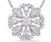 ESTATE .85CT DIAMOND 14KT WHITE GOLD 3D FLOWER OPEN FILIGREE SQUARE NECKLACE