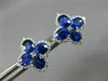 ESTATE LARGE 3.79CT DIAMOND & AAA SAPPHIRE 18KT WHITE GOLD FLOWER STUD EARRINGS