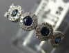 ESTATE .59CT DIAMOND & AAA SAPPHIRE 18K WHITE GOLD 3D ROUND FLOWER HALO FUN RING