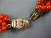 ANTIQUE LONG .10CT AAA CORAL & RUBY 14K YELLOW GOLD MULTI STRAND NECKLACE #27206