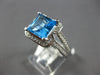 LARGE 3.5CT DIAMOND & AAA BLUE TOPAZ 14KT WHITE GOLD HALO FRIENDSHIP LOVE RING