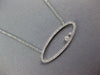 ESTATE LARGE .30CT DIAMOND 14K WHITE GOLD 3D OPEN OVAL SIDEWAY FUN LOVE NECKLACE