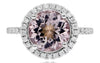 LARGE 3.31CT DIAMOND & AAA MORGANITE 18KT WHITE GOLD ROUND HALO ENGAGEMENT RING