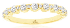 ESTATE .50CT DIAMOND 14K YELLOW GOLD 3D ROUND CLASSIC SEMI ETERNITY WEDDING RING