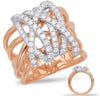 LARGE .81CT DIAMOND 14KT WHITE & ROSE GOLD MULTI ROW CRISS CROSS SIGNATURE RING