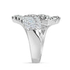 LARGE 2.65CT DIAMOND 18K WHITE GOLD ROUND & BAGUETTE 3 ROW CRISS CROSS LOVE RING