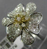 ESTATE LARGE 2.68CT DIAMOND 18K TWO TONE GOLD FLOWER CLUSTER MULTI SHAPE RING